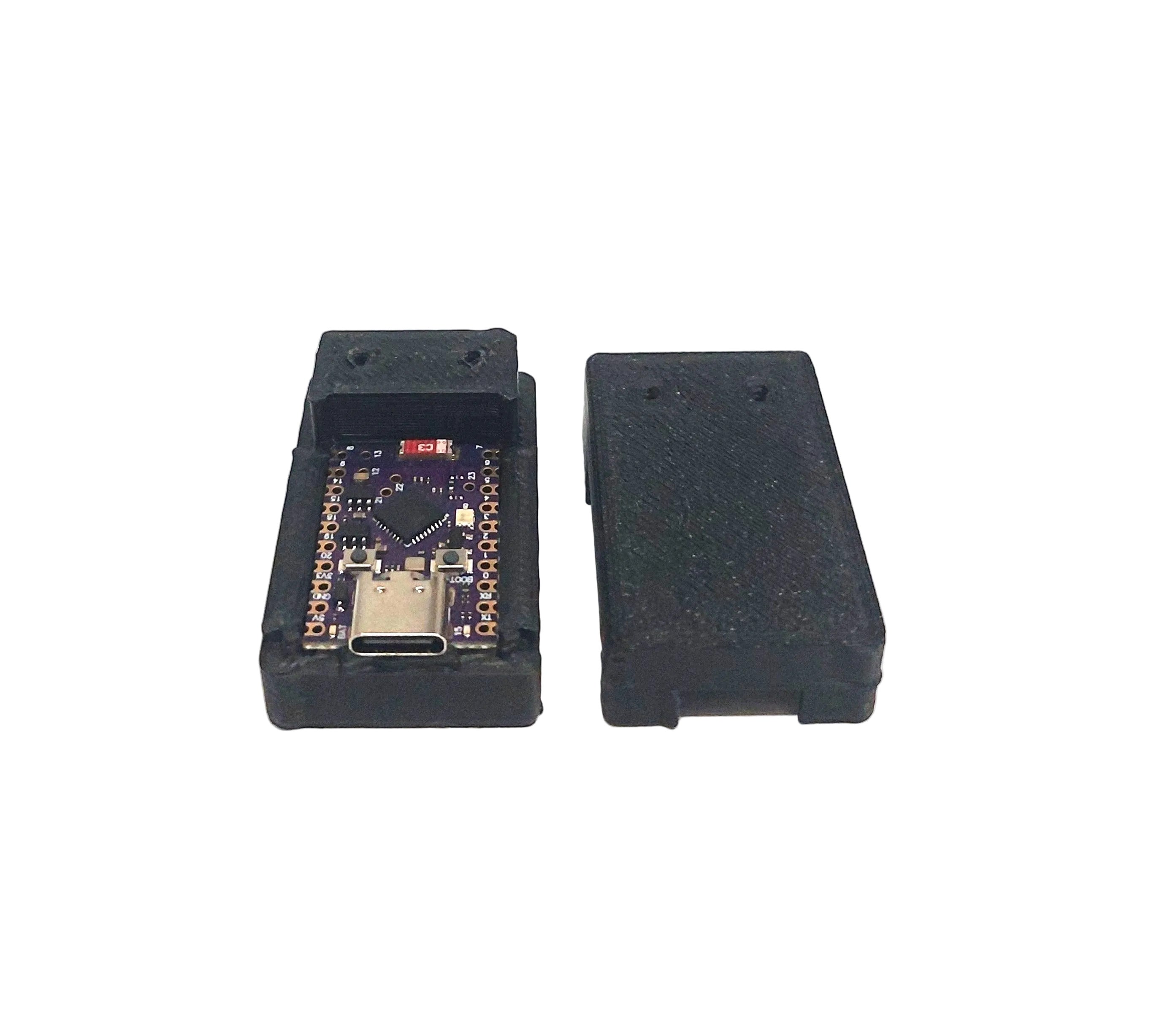 2x ESP32-C6 Gehäuse Case mit Deckel – USB-C 3D Druck PLA schwarz – kompakte IoT DIY Elektronik Box