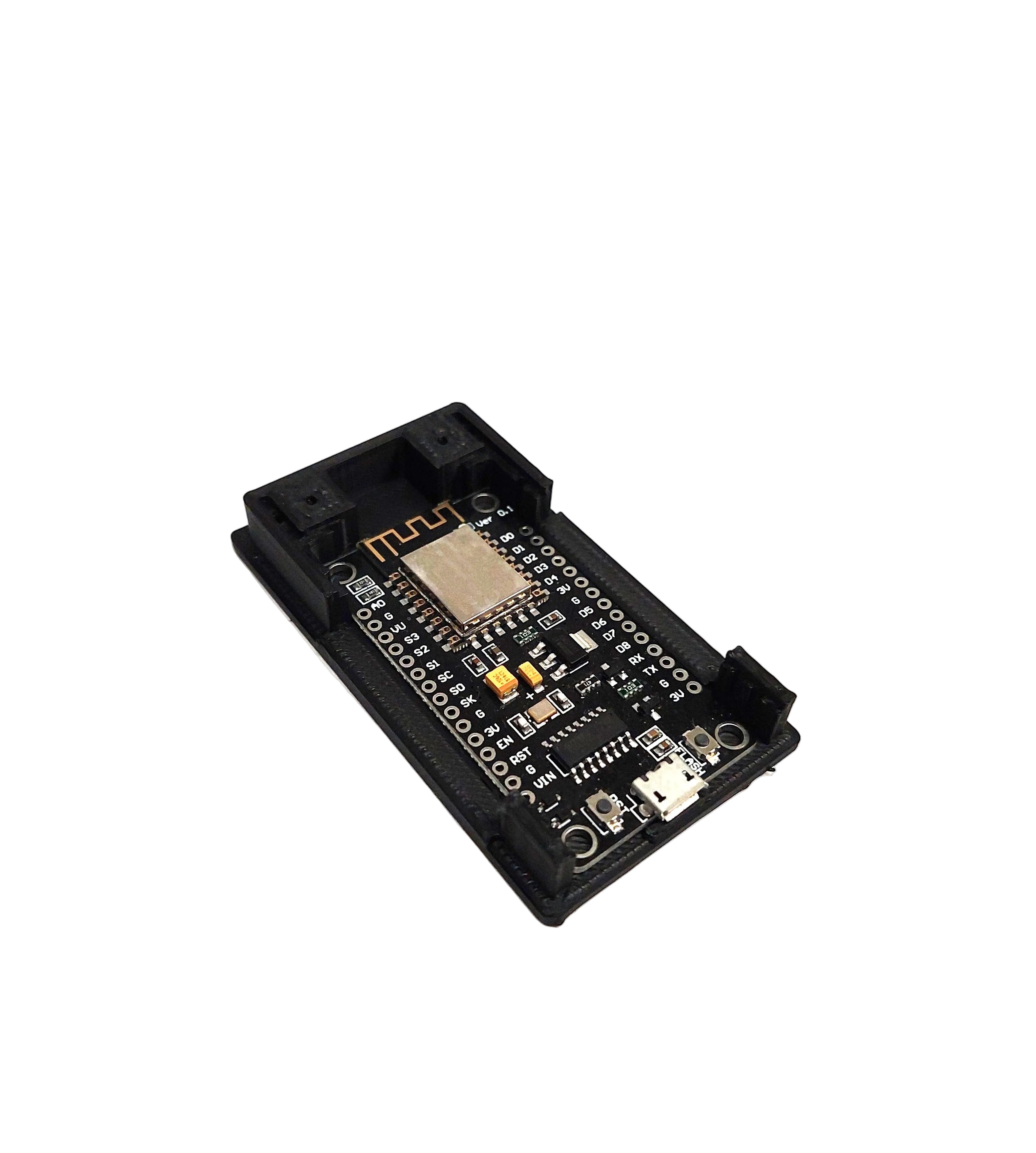 ESP8266 Gehäuse Case mit Deckel – 3D Druck PLA schwarz – IoT DIY Elektronik Box kompakt