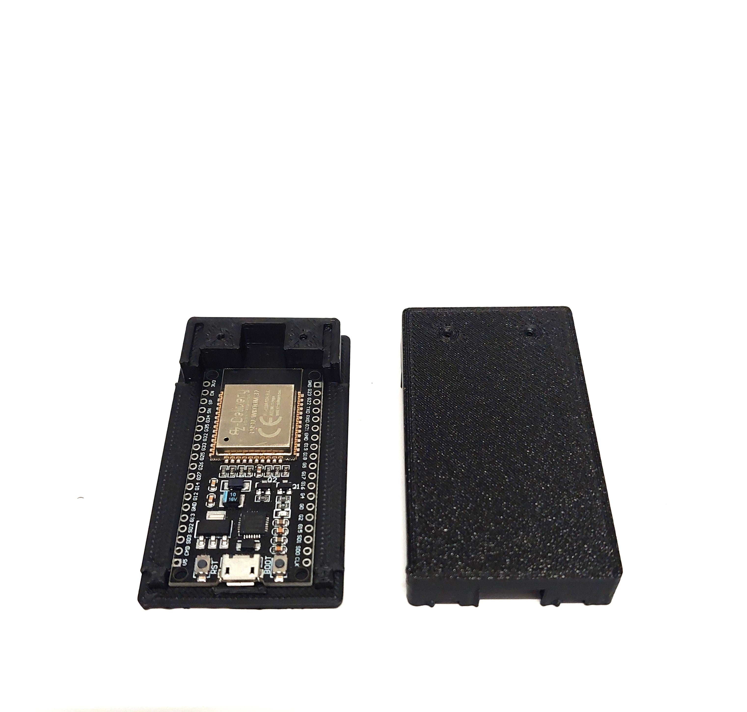 ESP32 WROOM32 DevKitC Gehäuse Case mit Deckel – 3D Druck PLA schwarz – kompakte IoT DIY Elektronik Box
