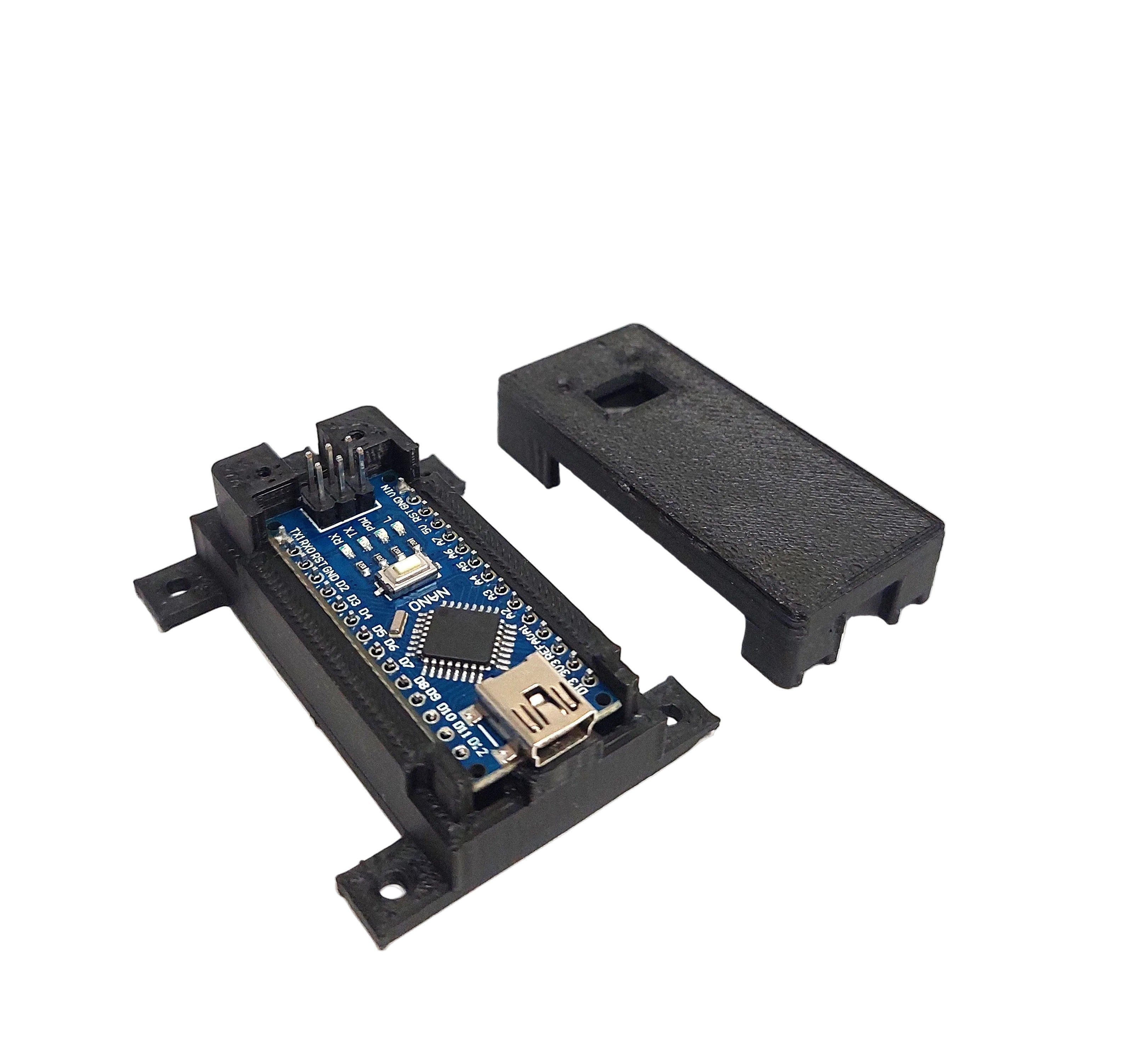 Arduino Nano Gehäuse Case Variante 2 mit Deckel und Befestigung – 3D Druck PLA schwarz – DIY Elektronik Box ATmega328