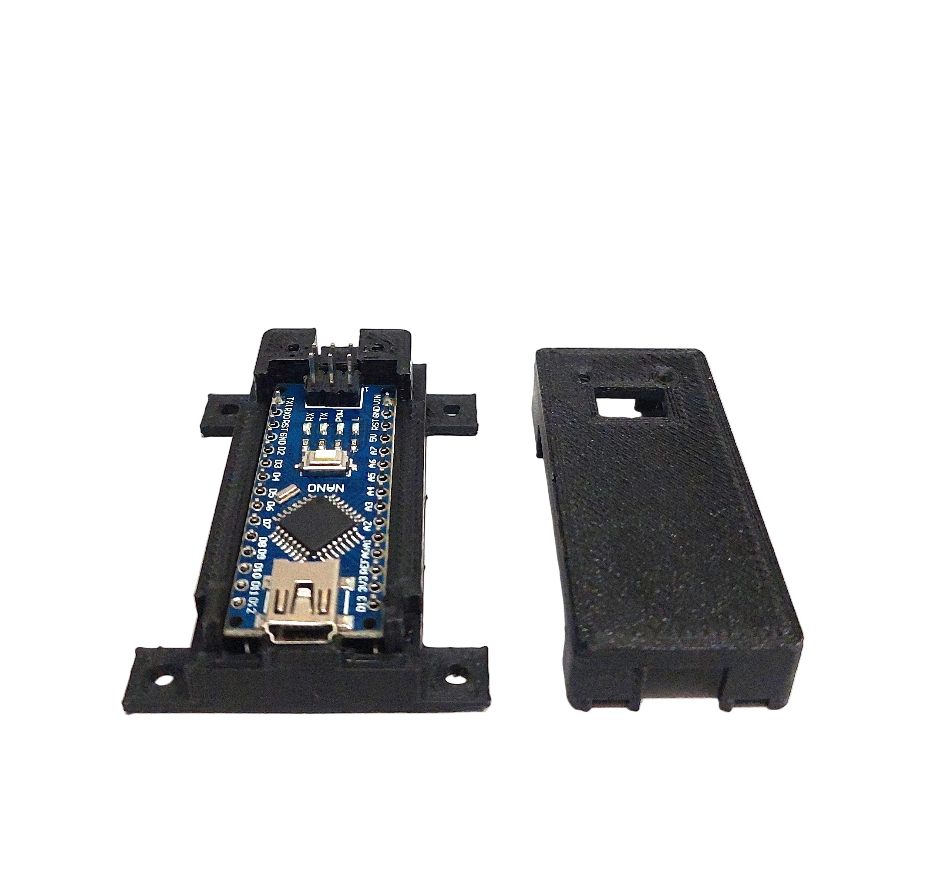 Arduino Nano Gehäuse Case Variante 2 mit Deckel und Befestigung – 3D Druck PLA schwarz – DIY Elektronik Box ATmega328