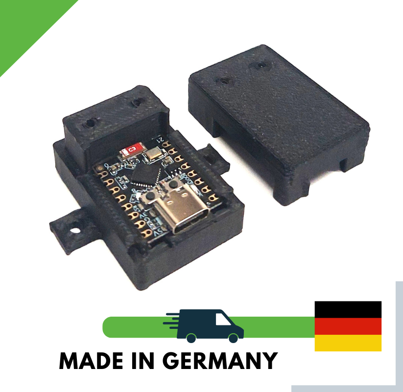 2x ESP32-C3 Gehäuse Case mit Befestigung – USB-C 3D Druck PLA schwarz – IoT DIY Elektronik Box WLAN Bluetooth