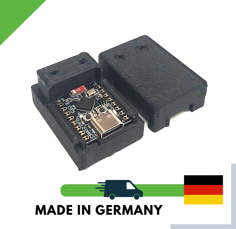 2x ESP32-C3 Gehäuse Case mit Deckel – USB-C 3D Druck PLA schwarz – IoT DIY Elektronik Box kompakt