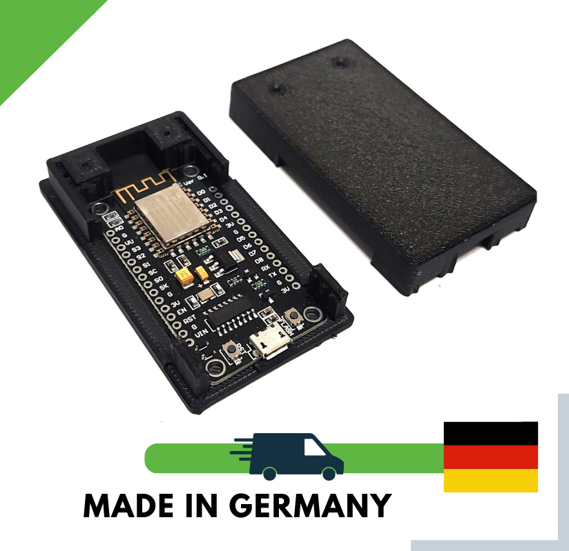 ESP8266 Gehäuse Case mit Deckel – 3D Druck PLA schwarz – IoT DIY Elektronik Box kompakt
