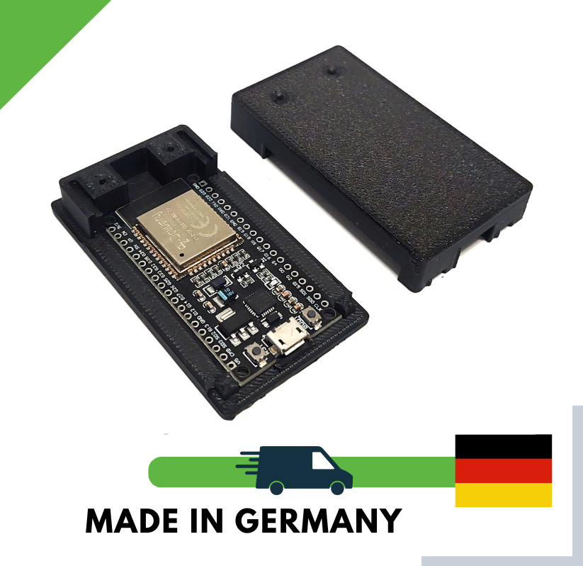 ESP32 WROOM32 DevKitC Gehäuse Case mit Deckel – 3D Druck PLA schwarz – kompakte IoT DIY Elektronik Box