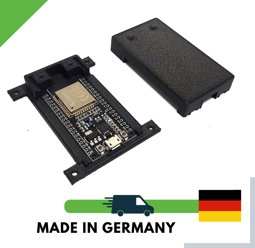 ESP32 WROOM32 DevKitC Gehäuse Case mit Deckel – 3D Druck PLA schwarz – NodeMCU IoT DIY Box mit Befestigung